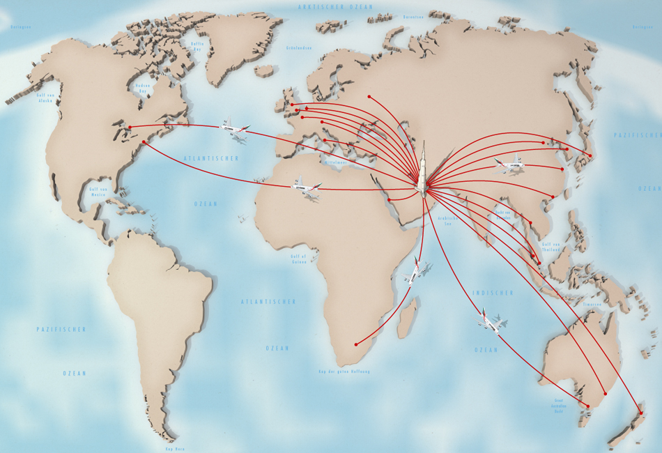 Illustration Emirates destinations