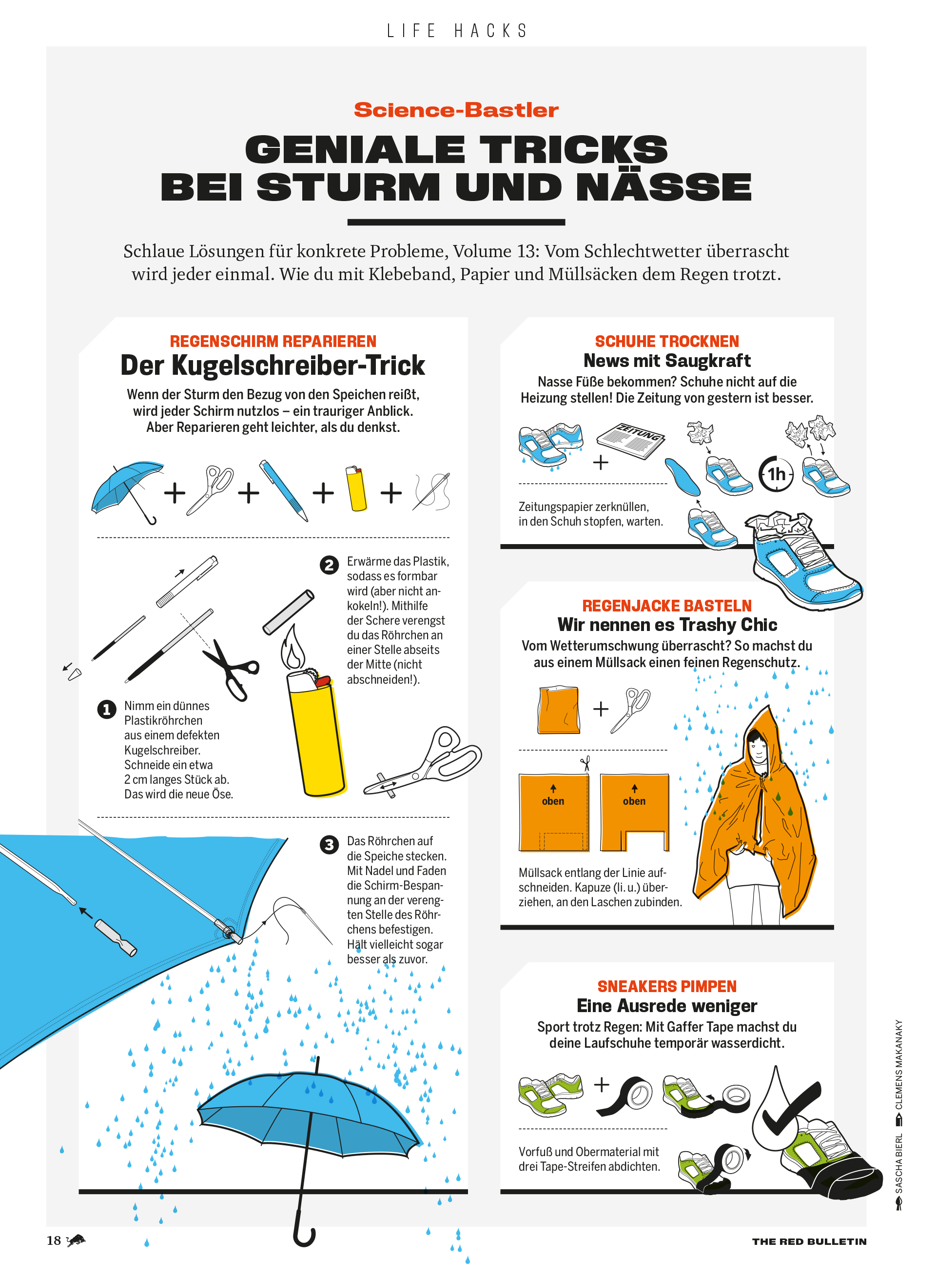 Illustrationen Lifehacks für Regentage